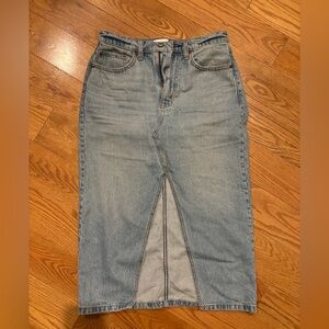 Abercrombie & Fitch high rise midi skirt (denim) with slit